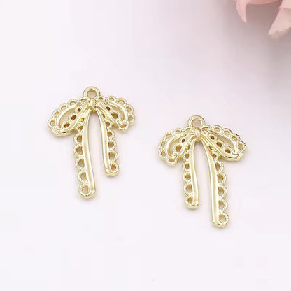 BBB 342 (n) Golden Bow Spray painted Charm ( 1 pc ) High Quality Alloy ( 28:20 mm )