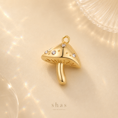 GPC14E Mushroom Zircon charm 14k gold plated ( 1 pc ) Anti tarnish