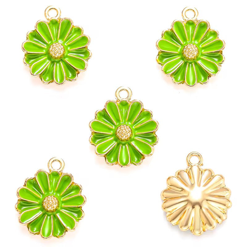 EC07K Floral enamel charm ( 1 pc ) High quality shine