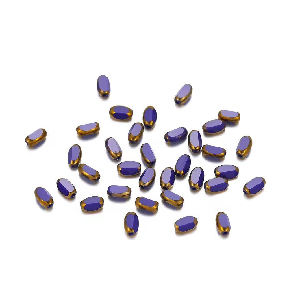 GB01A Gold Edge Faceted Crystal glass bead ( 1 pc ) Lampwork Bead