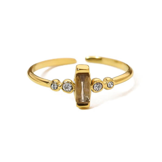 SJ 720 Dainty Purple Tone Zircon Ring Adjustable  - 18k Gold PVD plated stainless steel - Anti tarnish