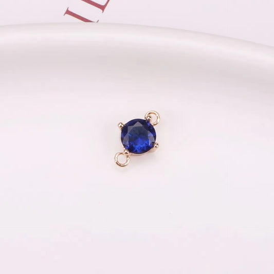 BBB 202 (E) Dark Blue CZ connector 14k gold plated ( 1 pc ) Anti tarnish