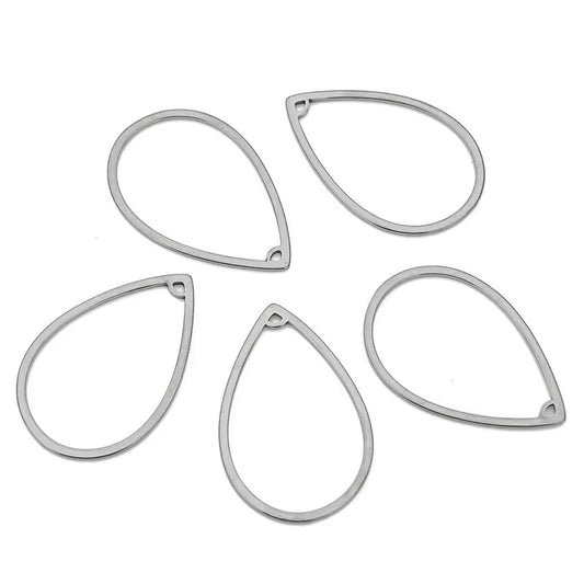 SS 2755 Teardrop Bezel Connector Silver plated stainless steel ( 1 pc ) anti tarnish