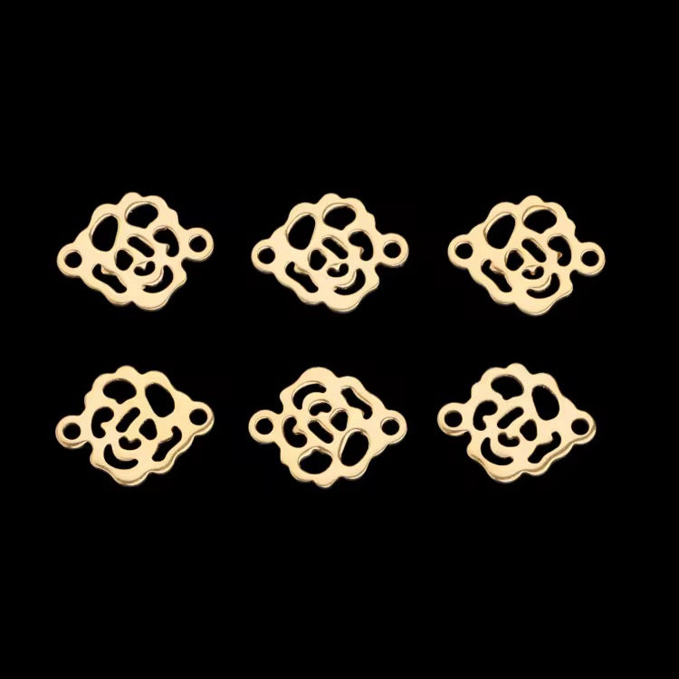SS 1252 Rose Connector charm 18k Gold PVD plated 316 stainless steel ( 1 piece ) Anti tarnish ( 14:10.5 mm )