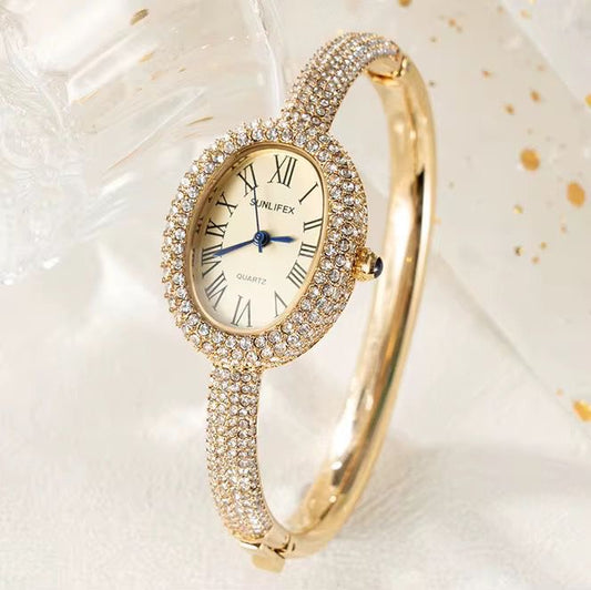 VW06 Full On Zircon Cartier Inspired stainless steel watch - 18k Gold PVD plated stainless steel - Anti tarnish