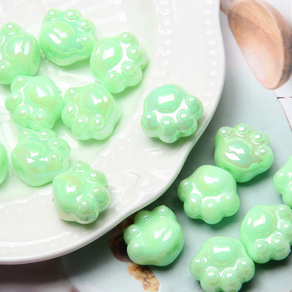 BBB 236 (a) Green Paw Luminous Shiny Bead ( 1 pc ) UV Plated Acrylic ( 16:18 mm )