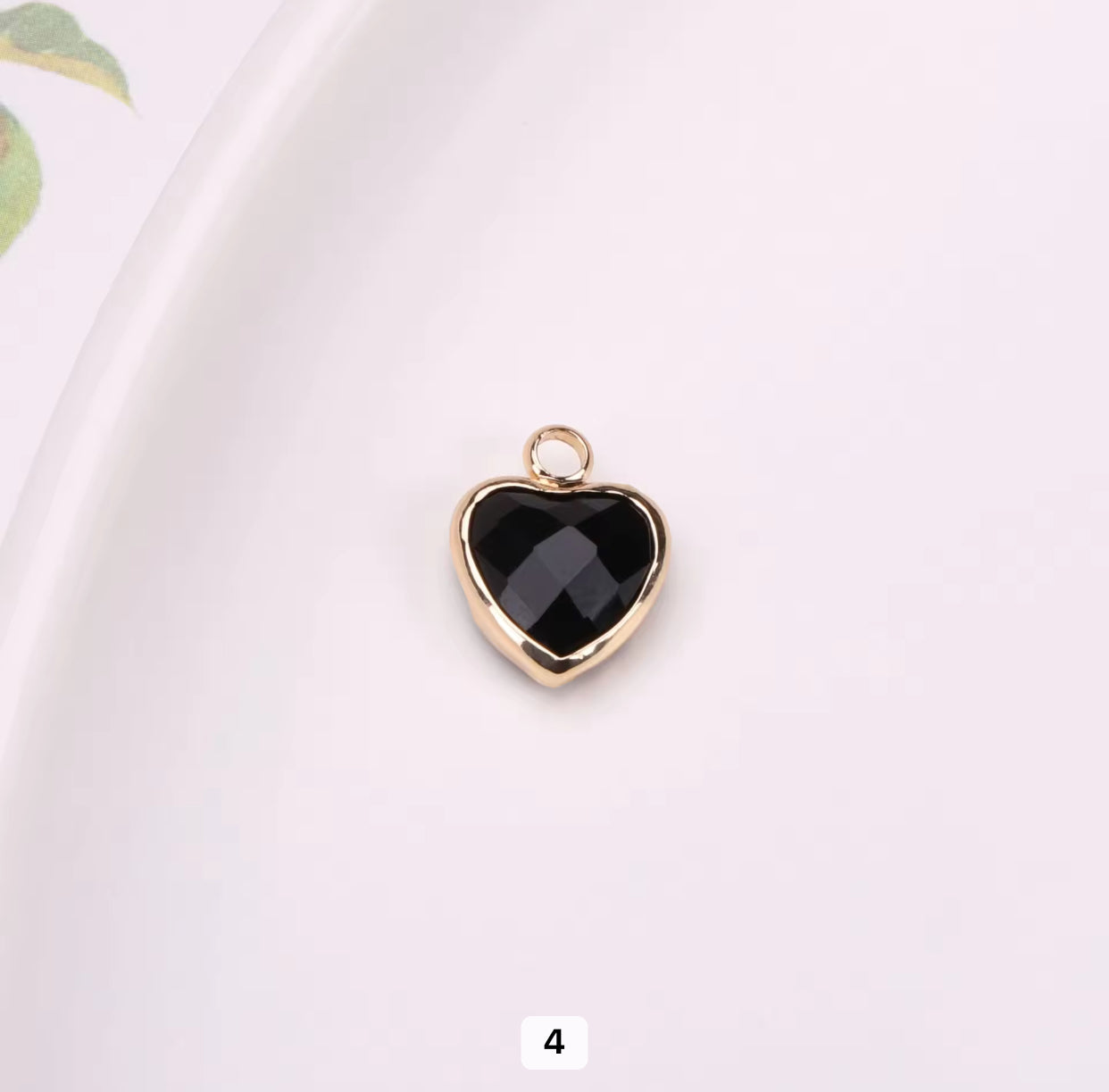 BBB 95 Heart 14k gold plated Zircon crystal charm ( 1 pc ) Anti tarnish ( 8 mm )