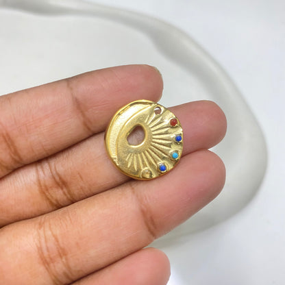 SC03I Zircon vintage Stainless steel charm ( 1 pc ) Anti tarnish