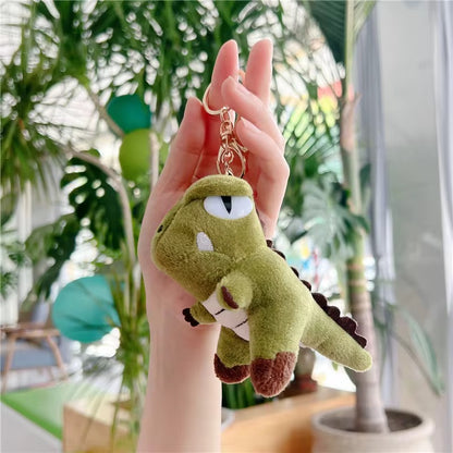 Green Dinosaur Cross border Cartoon Animal 3D Plush Toy Keychain ( 1 pc ) ( 14:6 cm )