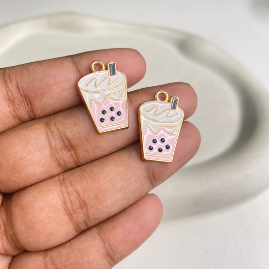BBB 291 (b) Light Pink Boba Drink enamel charm ( 1 pc ) High quality shine ( 9:15 mm )
