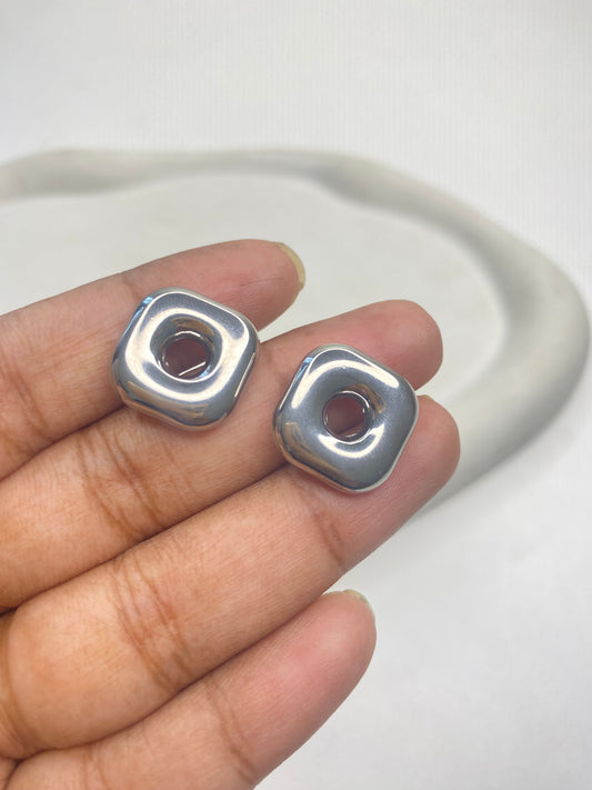 SS 2847 Chunky Balloon Square charm Silver plated stainless steel ( 1 piece ) Anti tarnish ( 16 mm )