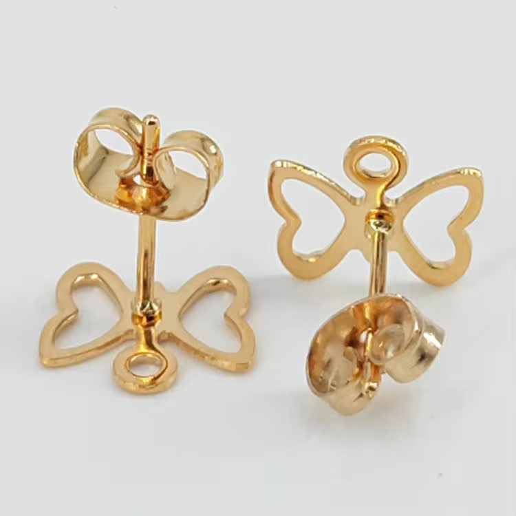 SS 3099 Butterfly stud - 18k gold PVD plated 316 stainless steel ( 2 pc ) Anti tarnish