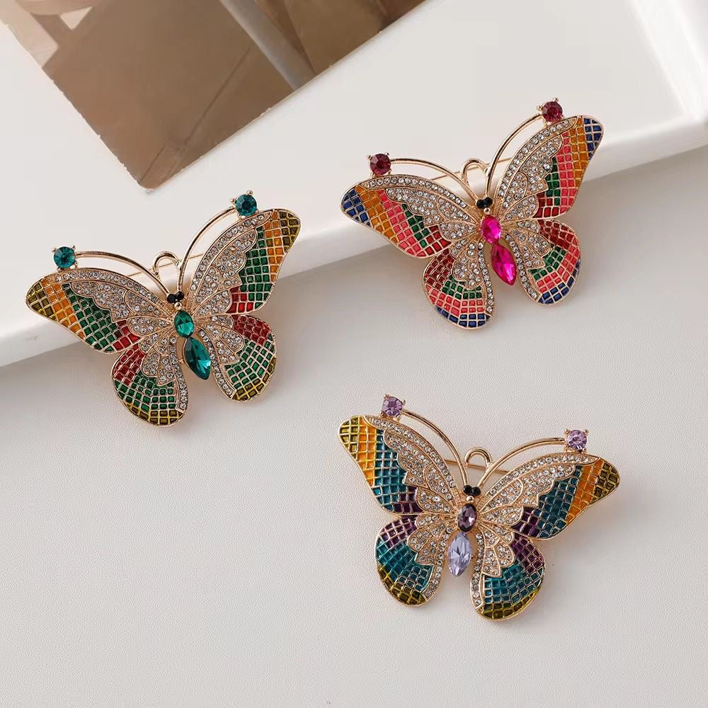 BR 09 Multi colour Butterfly Zircon Brooch pin 
( 1 pc ) Tarnish Resistant