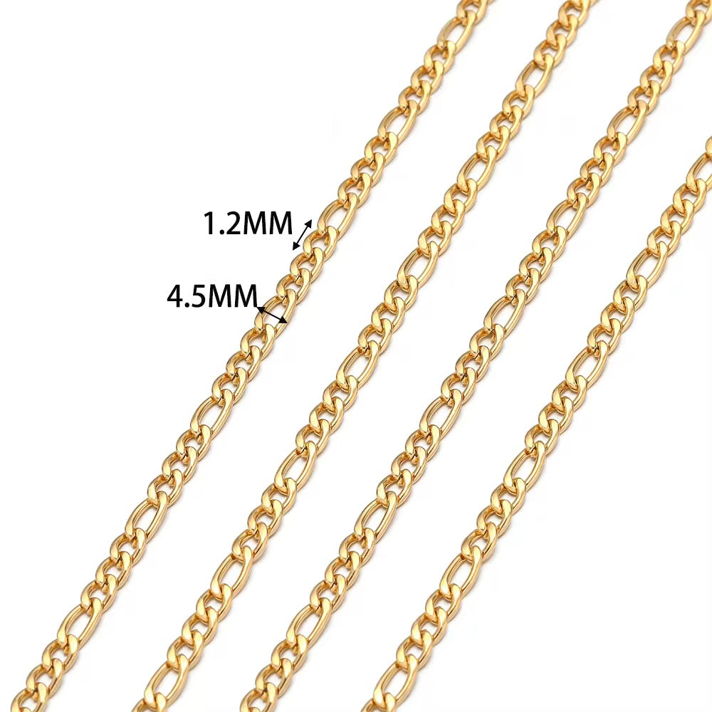 CN 380 Thick Cuban Silver PVD plated 316 Stainless steel ( 1 feet ) Anti tarnish ( 4.5 mm )