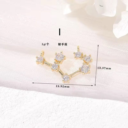 CZ 2383 Constellation singns Zircon 14k gold plated charm ( 1 pc ) - anti tarnish