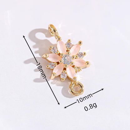 BBB 282 (b) Light Blue Zircon Snowflake connector 14k gold plated crystal charm ( 1 pc ) Anti tarnish ( 18:10 mm )