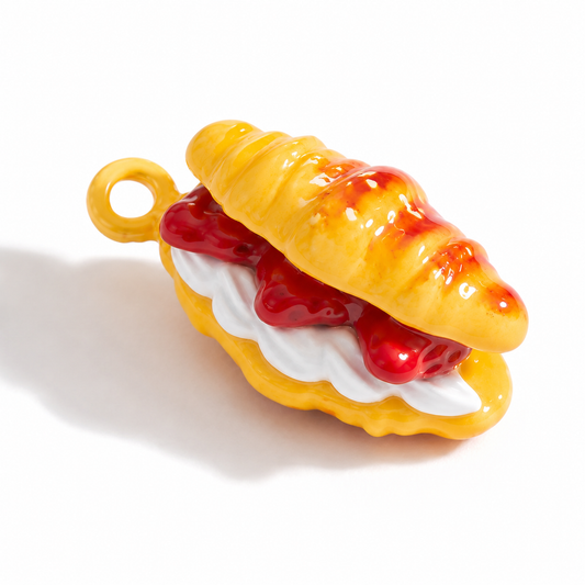 PC01J French Croissant 3D Statement Charm - PVD plated ( 1 pc ) Premium Collectible | Anti tarnish