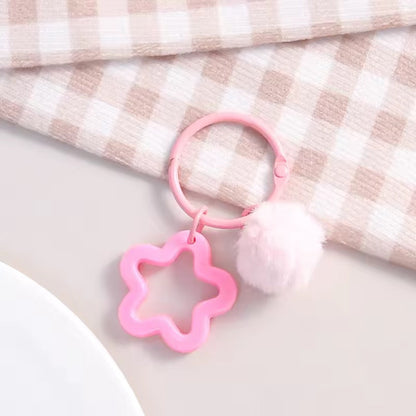 KC36  Star Keychain with Fur Ball - Keyring Clasp( 1 pc ) ( 3:3:2 cm )