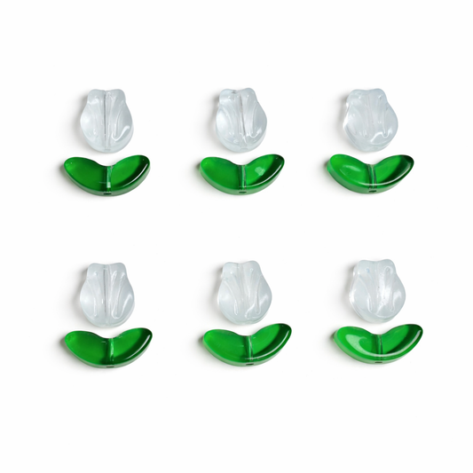 BBB 296 (d) Light Blue Tulip flower Set glass bead ( 1 pc ) Lampwork Bead ( 15 mm )