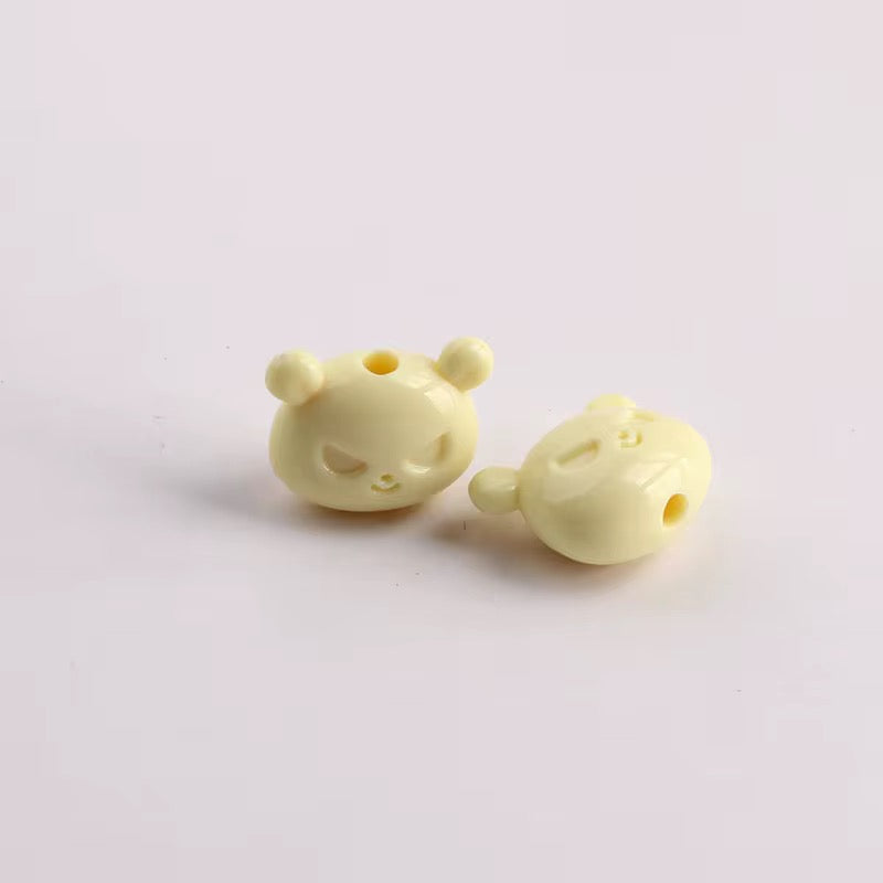 BBB 263 (e) Yellow Cartoon Bear Head Bead ( 1 pc ) Solid Acrylic ( 18 mm )