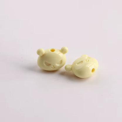 BBB 263 (e) Yellow Cartoon Bear Head Bead ( 1 pc ) Solid Acrylic ( 18 mm )