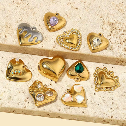 SS 2702 Heart Vintage Zircon charm 18k Gold plated 316 stainless steel ( 1 pc ) Anti tarnish