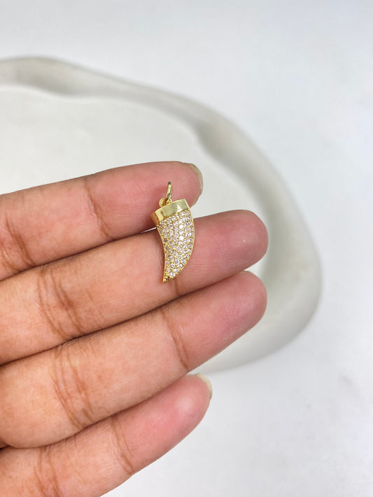 SS 1136 Trump Zircon Charm 14k Gold plated ( 1 pc ) Anti tarnish ( 17:8 mm )