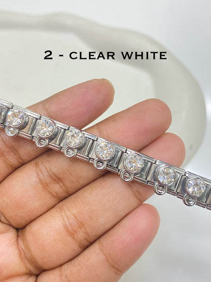 Italian charms zircon with loop bracelet ( part 3 ) stainless steel ( 1 pc ) Anti tarnish