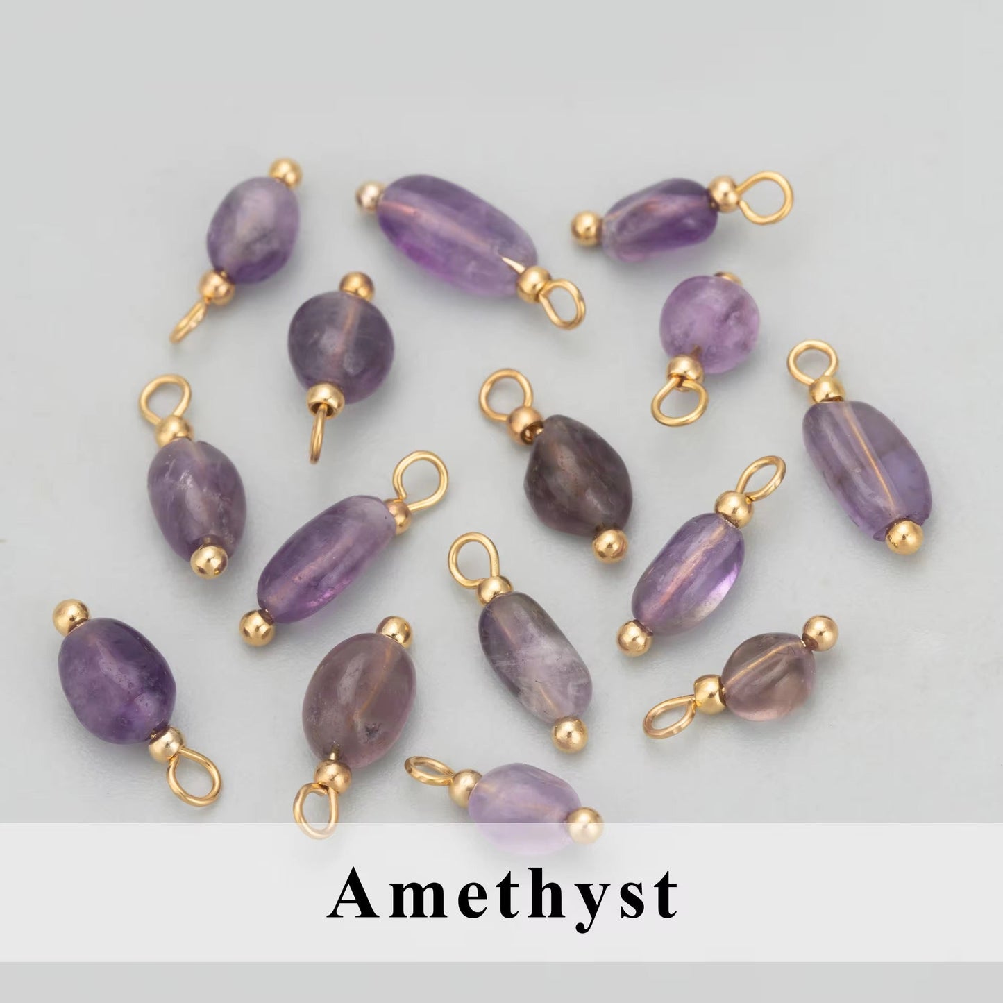 GB08 quartz Gemstone 18k gold plated charm ( 1 pc ) Anti tarnish