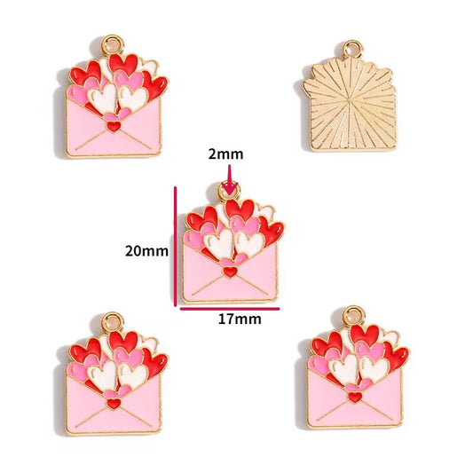 BBB 394 (c) Heart Letter Pink Enamel Charm ( 1 pc ) High Quality Shine