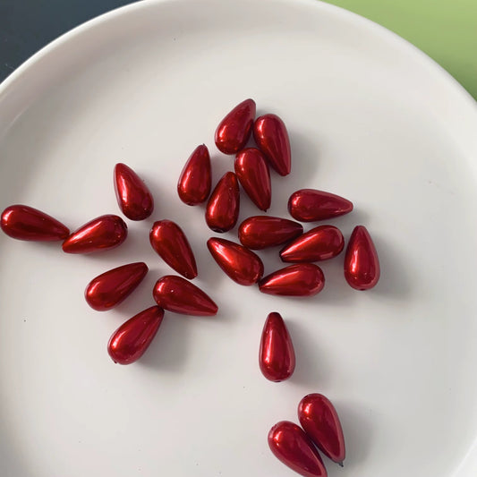BBB 226 (d) Red Pearly Waterdrop Acrylic bead ( 1 pc ) UV Plated ( 15:22 mm )