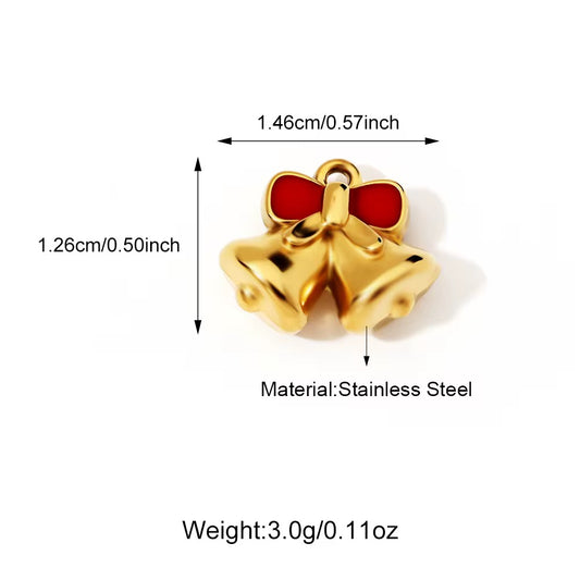 SS 1146 Jingle Bell Christmas Charm 18K Gold PVD plated stainless steel ( 1 piece ) Anti tarnish ( 12:15 mm )
