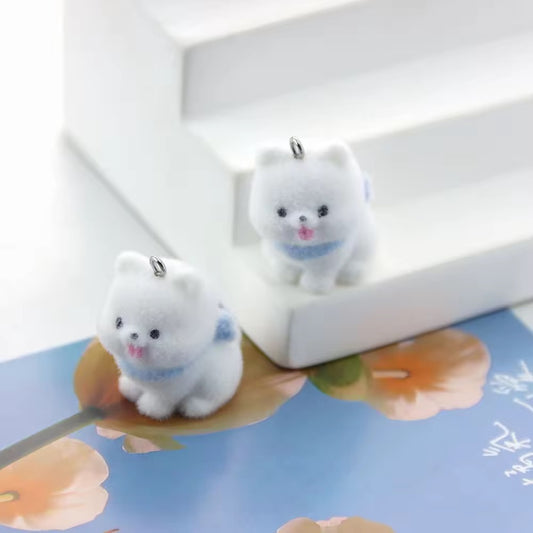 BBB 385 (v) Puppy Cute Fur 3D Flocking Resin charm ( 1 pc ) ( 25 mm )