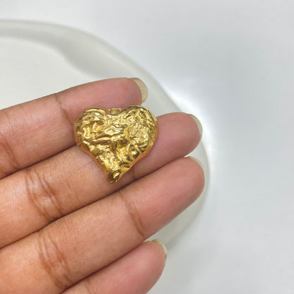 SC 03 (C)Heart textured Stainless steel charm ( 1 pc ) Anti tarnish