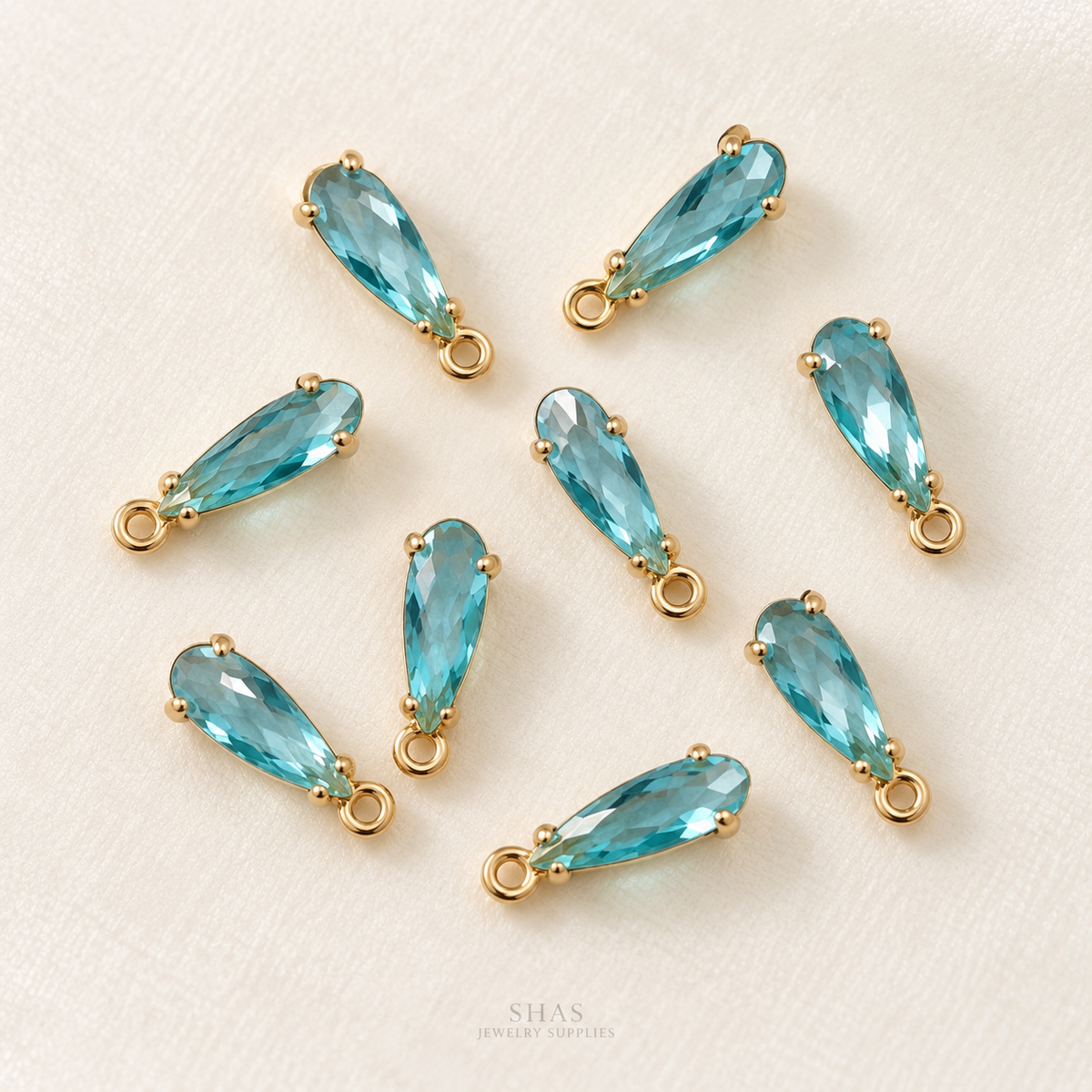 GPC23S zircon crystal teardrop Gold plated charm ( 1 pc ) Anti tarnish