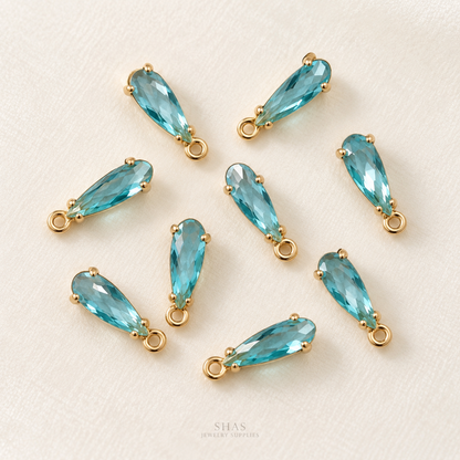 GPC23S zircon crystal teardrop Gold plated charm ( 1 pc ) Anti tarnish