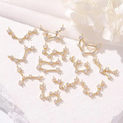CZ 2383 Constellation singns Zircon 14k gold plated charm ( 1 pc ) - anti tarnish