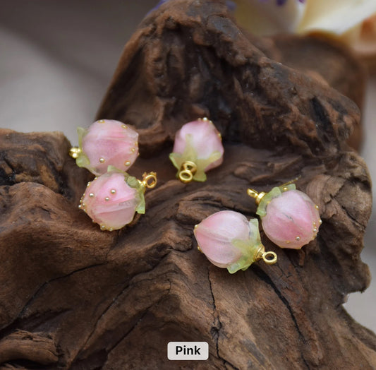 BBB 119 (C) light Pink rose charm ( 1 pc ) Anti tarnish