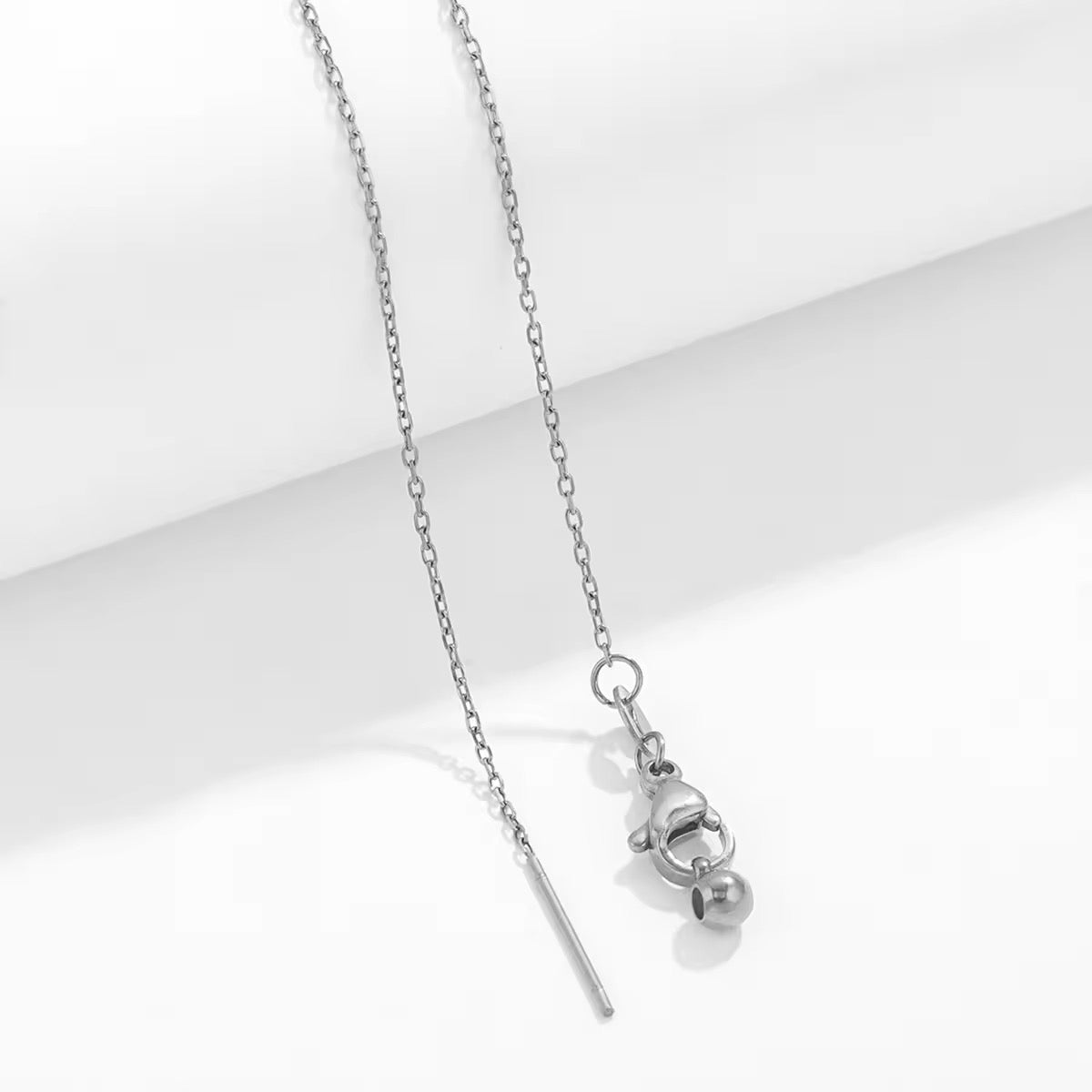 Stainless steel plated ready chain 1mm with needle end ( 1 pc ) Anti tarnish