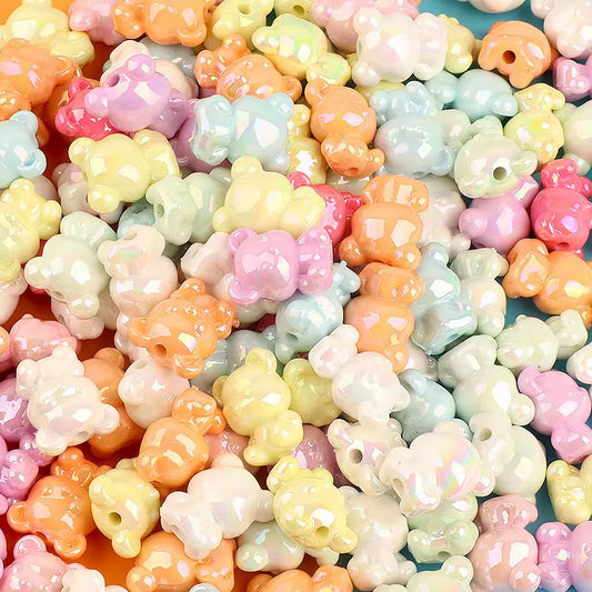 BBB 022 (f) Cream Orange Cute Bear shiny luminous Acrylic bead ( 1 pc ) UV Plated ( 17:21 mm )