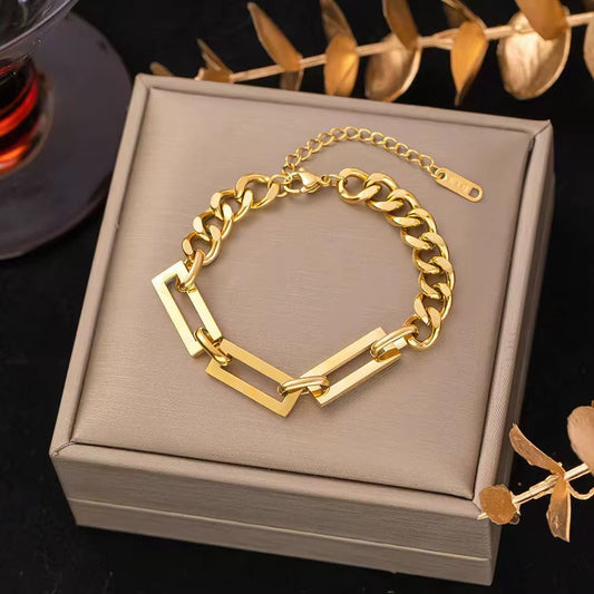 SJ 806 Chunky hip hop unisex bracelet - 18k Gold PVD plated stainless steel - Anti tarnish