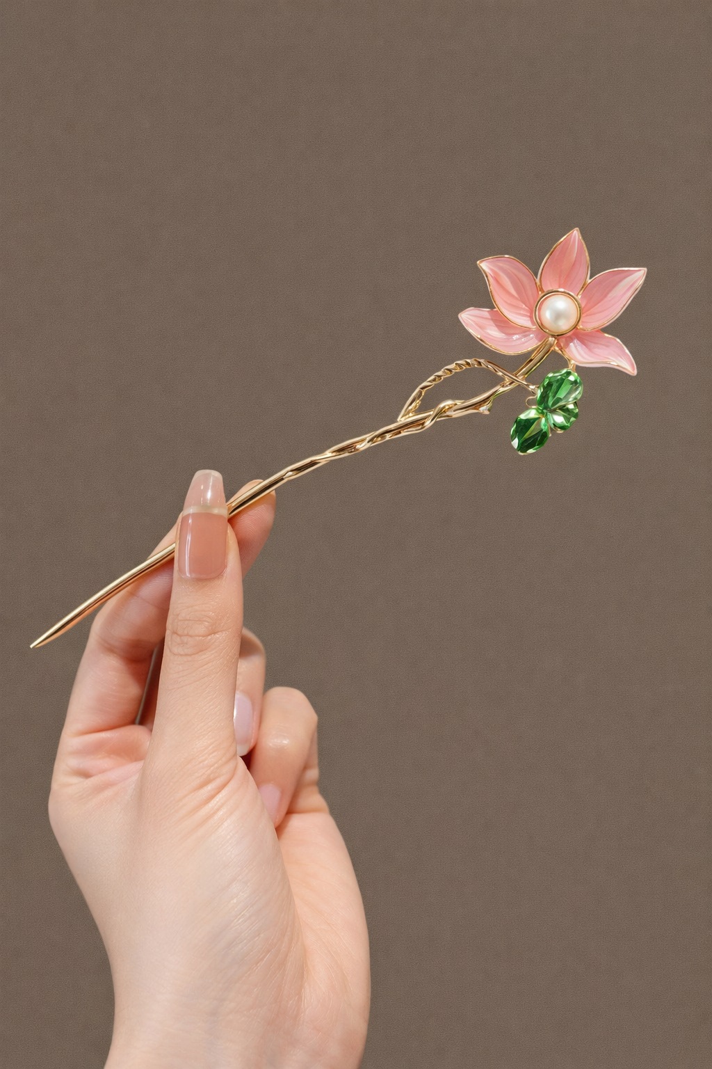 HA 27 Lotus Floral Hair Stick with Dangling Tassel Drop - Retro korean Style ( 1 pc )