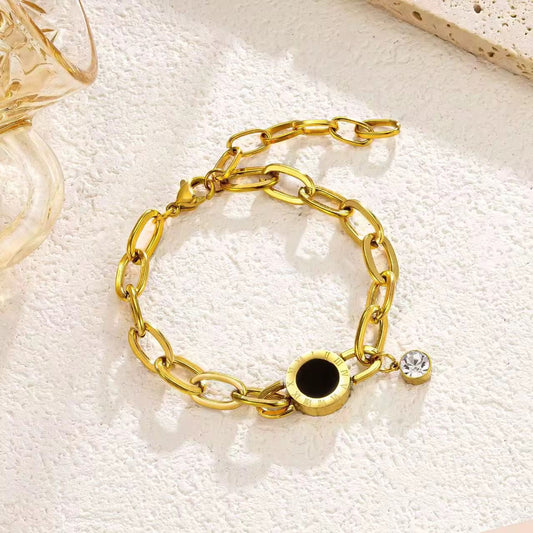SJ 803 Roman chunky zircon bracelet - 18k Gold PVD plated stainless steel - Anti tarnish