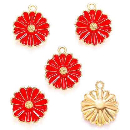 EC07K Floral enamel charm ( 1 pc ) High quality shine