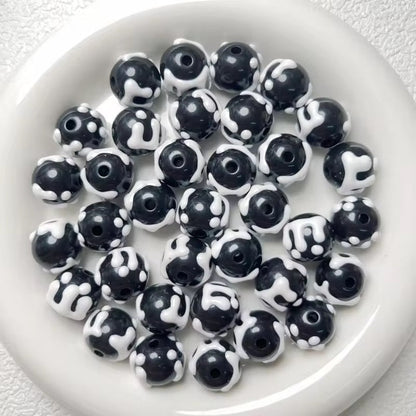 AB43  Snow Hand painted UV Plated Acrylic Bead ( 1 pc ) ( 16 mm )