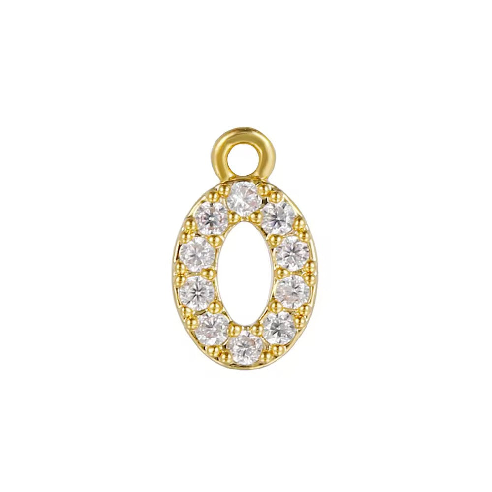 BBB 340 Numbers zircon 14k gold plated charm ( 10 mm ) Anti tarnish ( 1 pc )