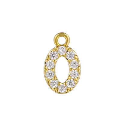 BBB 340 Numbers zircon 14k gold plated charm ( 10 mm ) Anti tarnish ( 1 pc )