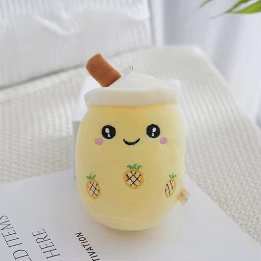 PK 01 Pineapple Milk Boba Kawaii 3D Plush Toy Keychain ( 1 pc ) Premium Quality ( 10 cm )