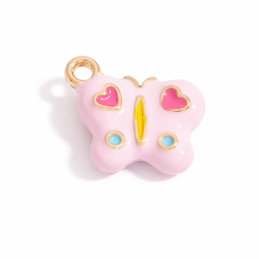 SS 3064 Pink Butterfly 3D Enamel Charm - 316 SS PVD ( 1 pc ) Premium Collectible | Anti tarnish