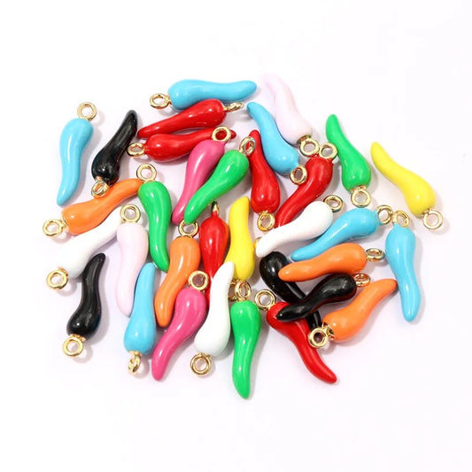 EC07L Chilli pepper enamel charm ( 1 pc ) Tarnish Resistant ( 19:5.5 mm )